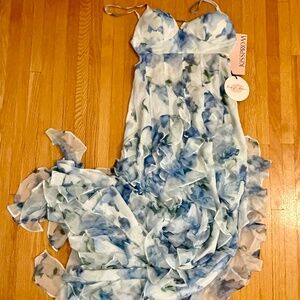 Kissprom blue green and white maxi dress